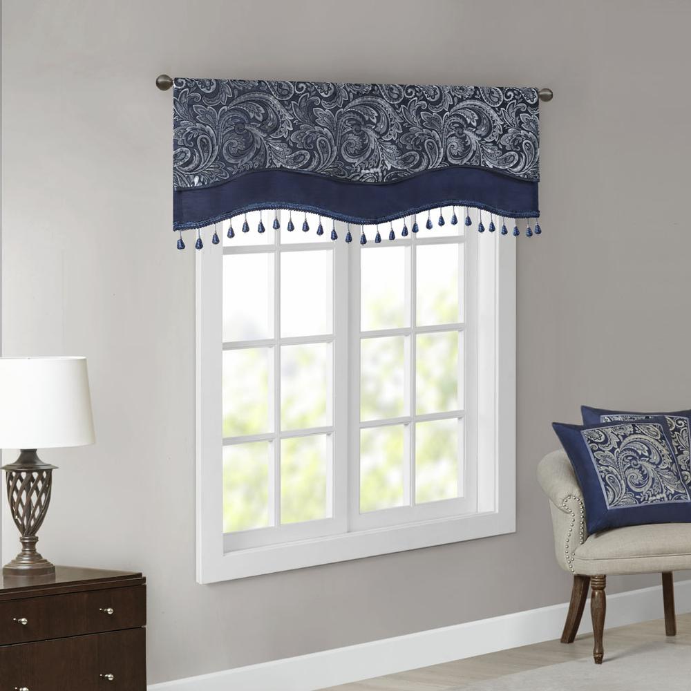 Jacquard Window Rod Pocket Valance With Beads. Picture 2