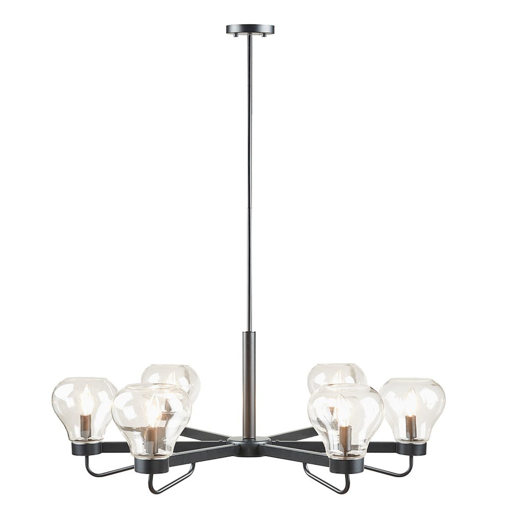 6-Light Chandelier with Bowl Shaped Glass Shades. Picture 5