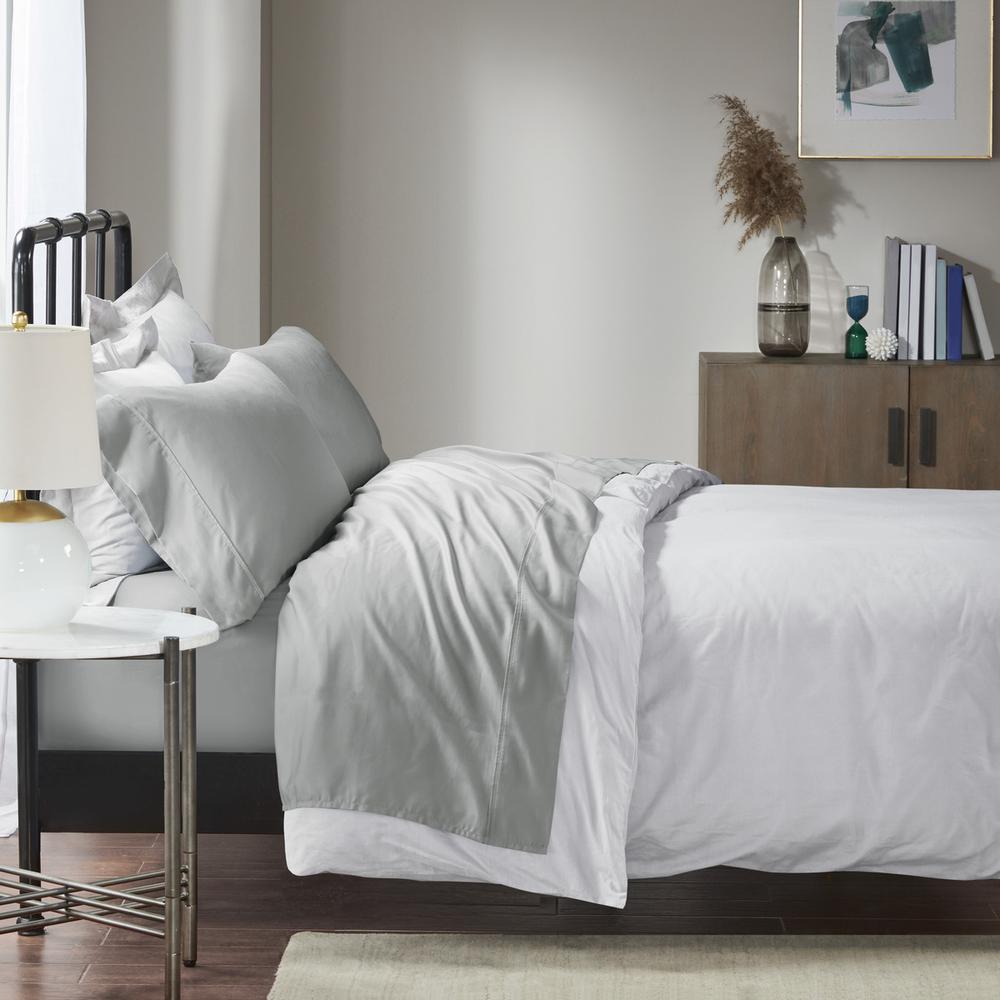 1500 Thread Count Cotton Blend 2 PC Pillowcases, Grey color. Picture 3