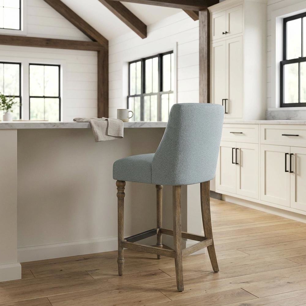 Upholstered Counter Stool with Solid Wood and Plywood Frame for Dining Room, N/A. Picture 2