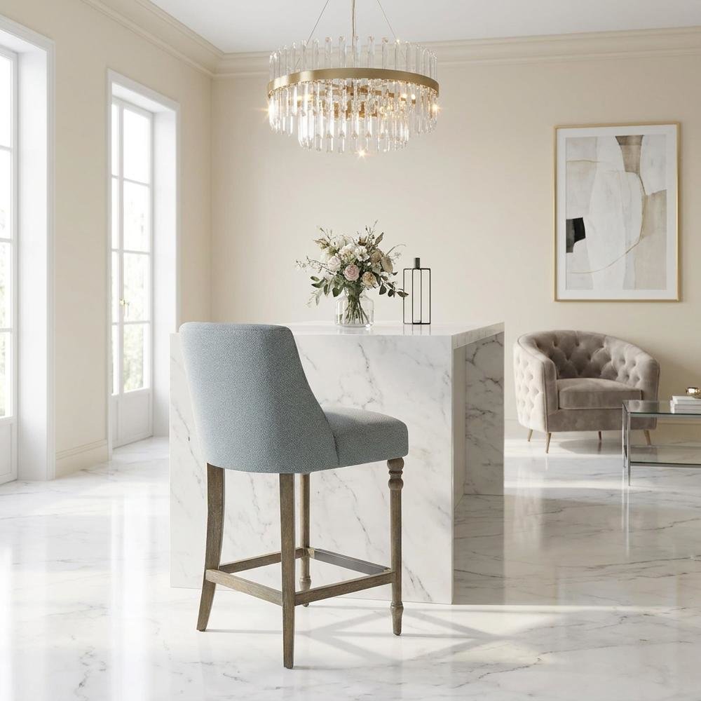 Upholstered Counter Stool with Solid Wood and Plywood Frame for Dining Room, N/A. Picture 4