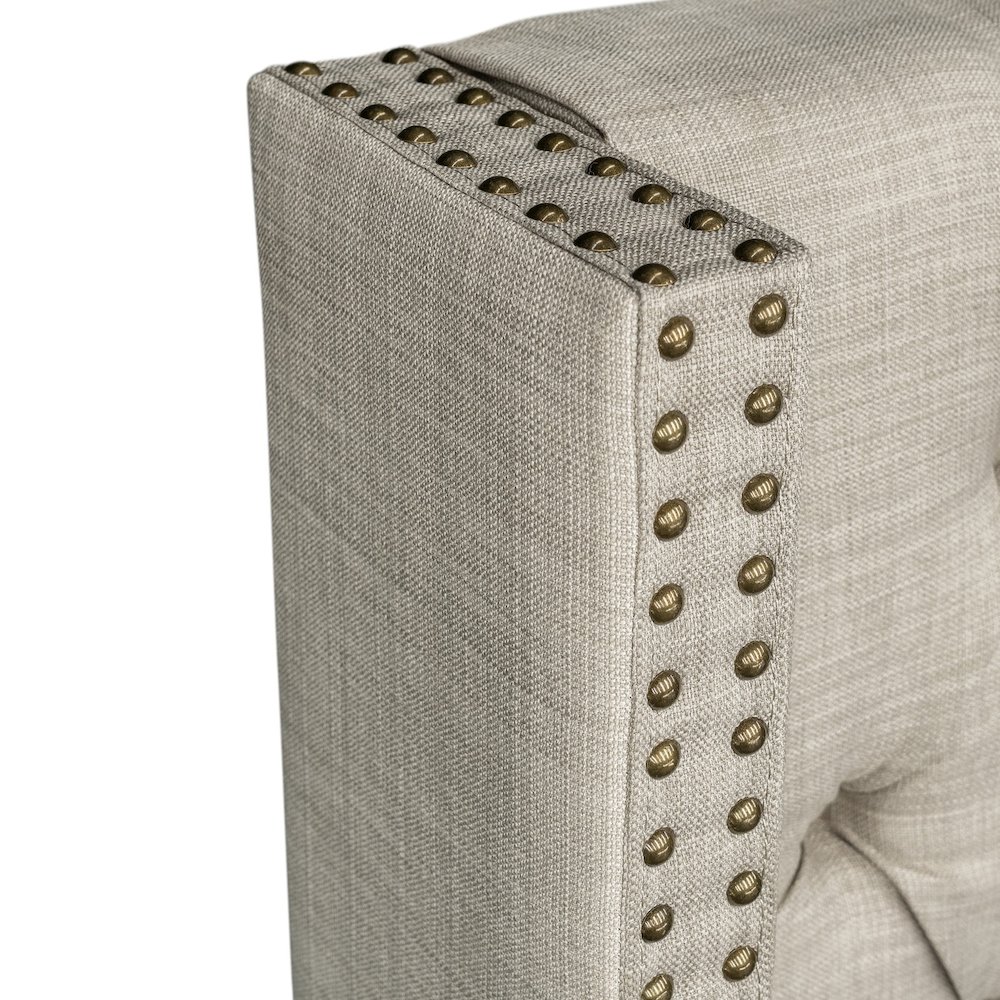 Amelia Upholstered Wingback Headboard with Button Tufting & Nailhead Trim. Picture 2