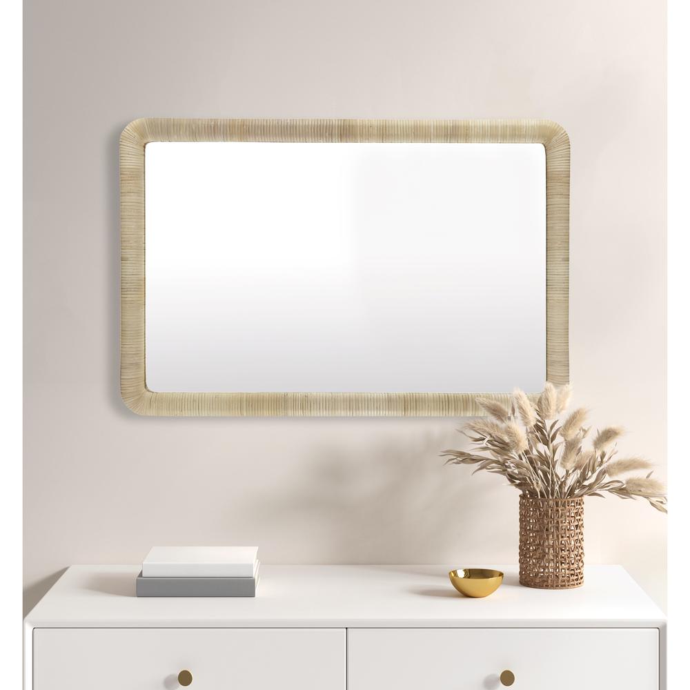 Natural Rattan Rectangle Wall Mirror. Picture 3
