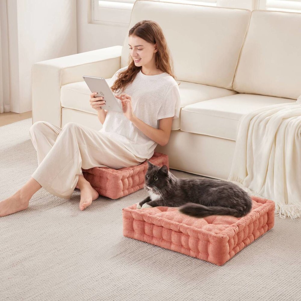 Azza Poly Chenille Square Floor Pillow Cushion Compress Pack. Picture 3