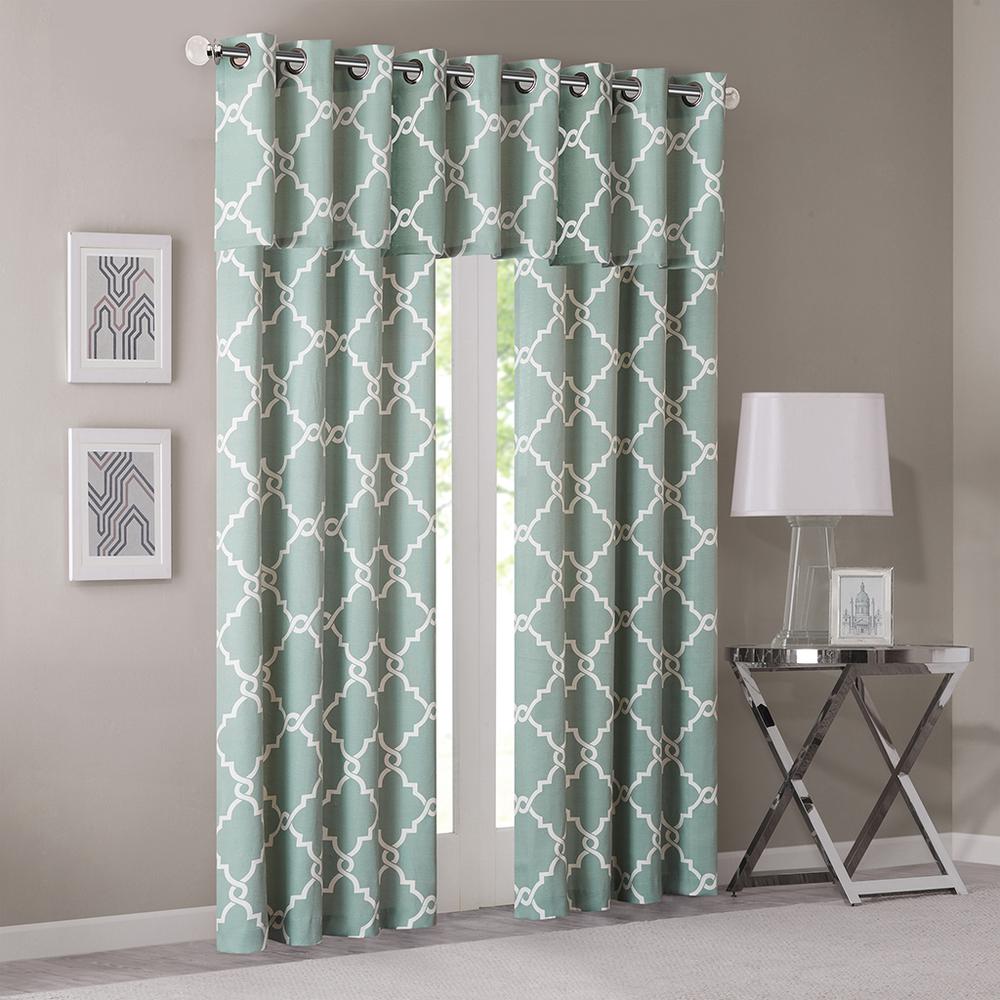 Fretwork Print Grommet Top Window Valance. Picture 3