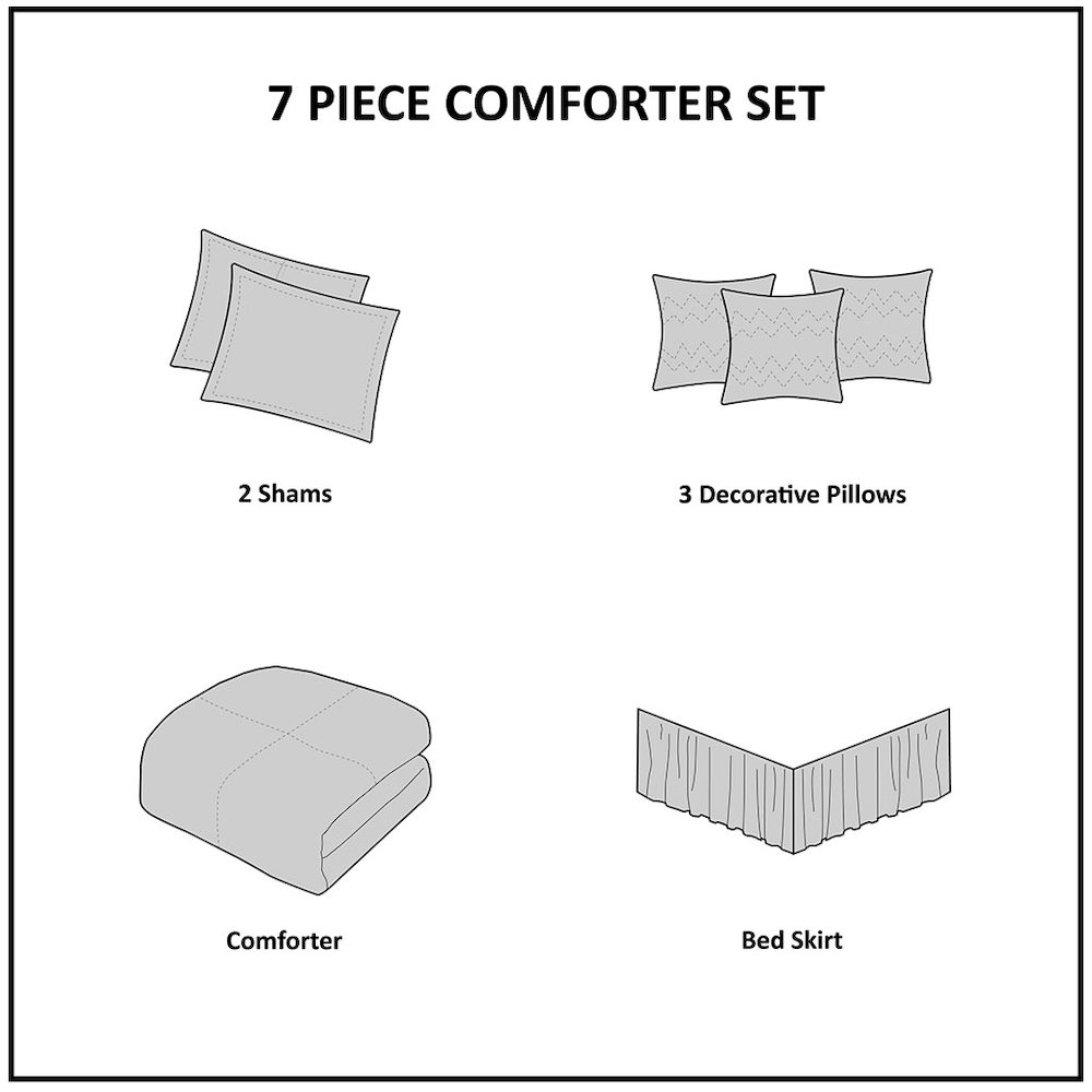 7 Piece Textured Cotton Blend Comforter Set. Picture 3