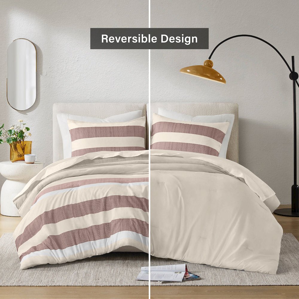 Blais Stripe Textured Print Comforter Set. Picture 5