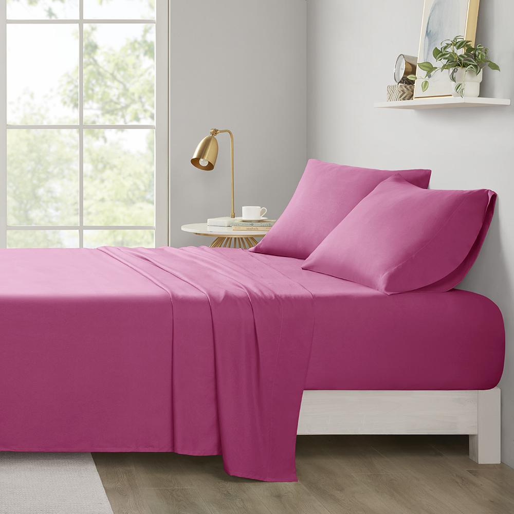 Microfiber All Season Soft Touch Sheet Set, Pink color. Picture 4