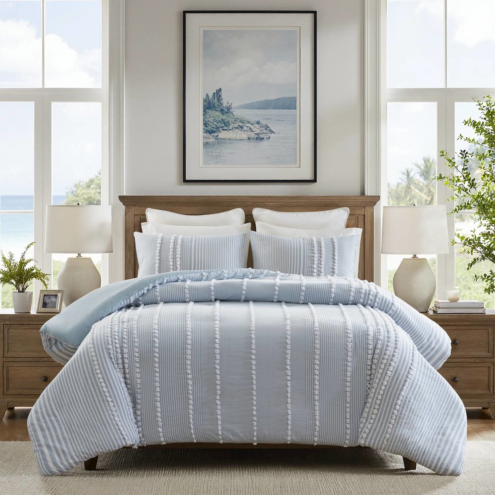 Anslee 3 Piece Cotton Yarn Dyed Duvet Cover Set. Picture 1