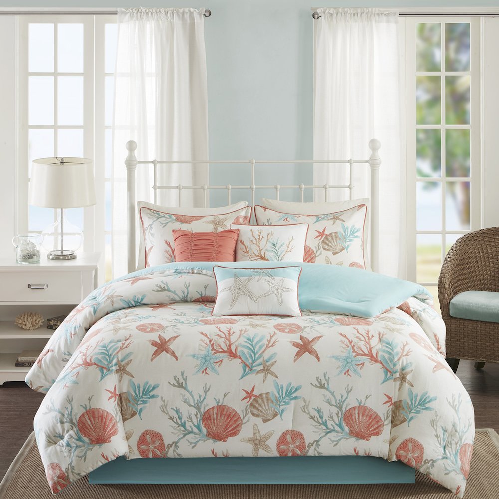 7 Piece Cotton Sateen Comforter Set. Picture 1