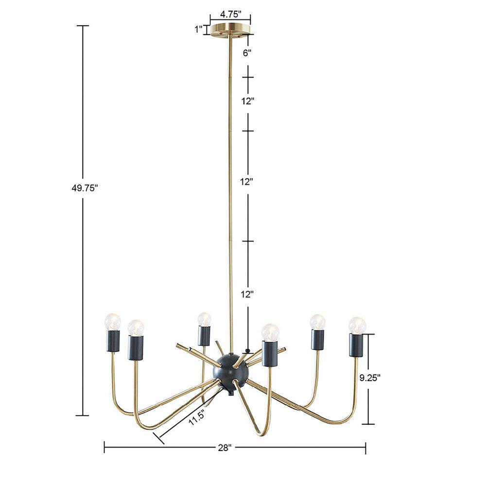 6-Light Metal Chandelier. Picture 3