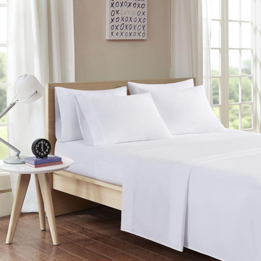 Microfiber Sheet Set with Side Storage Pockets, White color. Picture 3