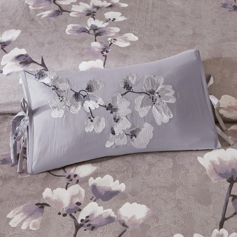 Embroidered Cotton Oblong Decorative Pillow. Picture 2