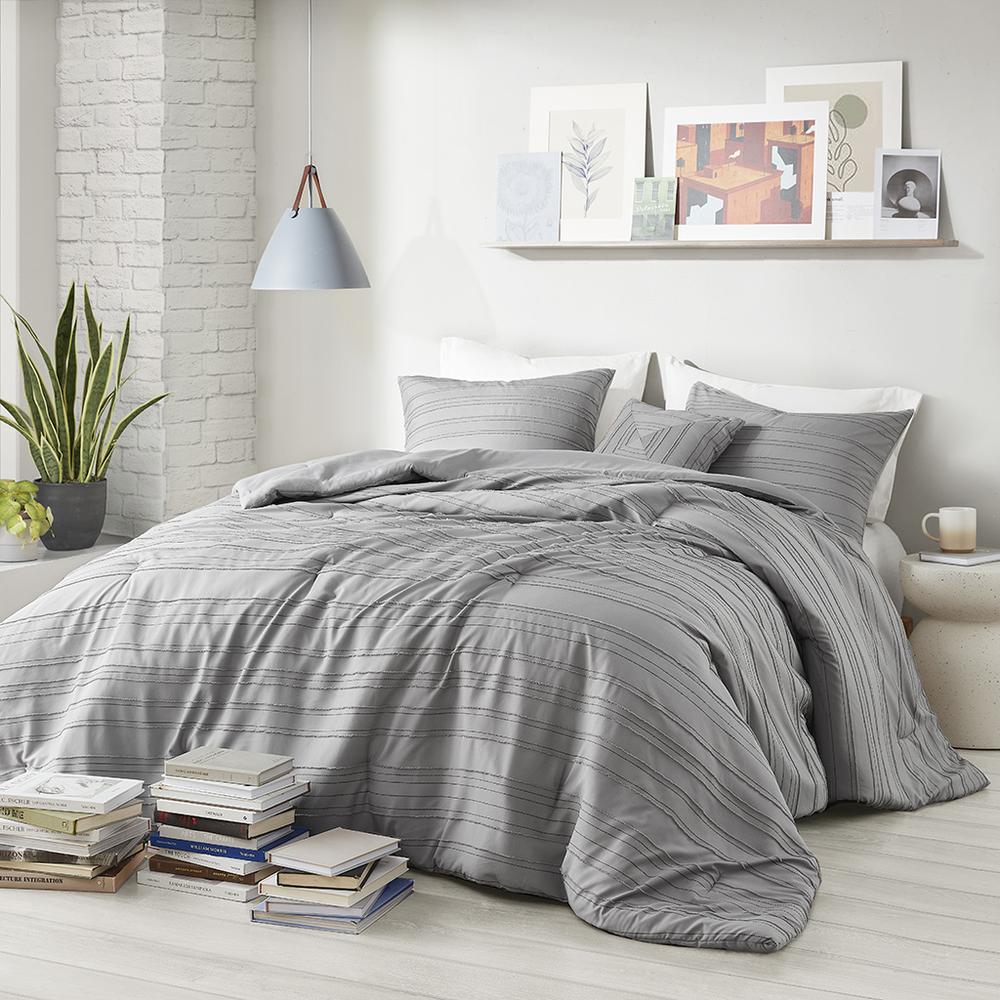 Cationic Dyed Clip Jacquard Comforter Set with Throw Pillow. Picture 5
