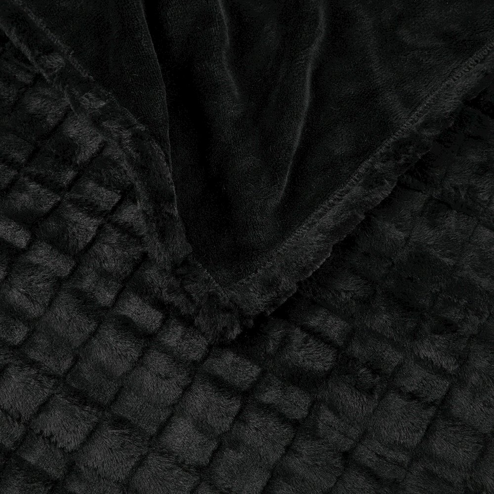 Zuri Oversized Faux Fur Heated Throw in Black Texture. Picture 5