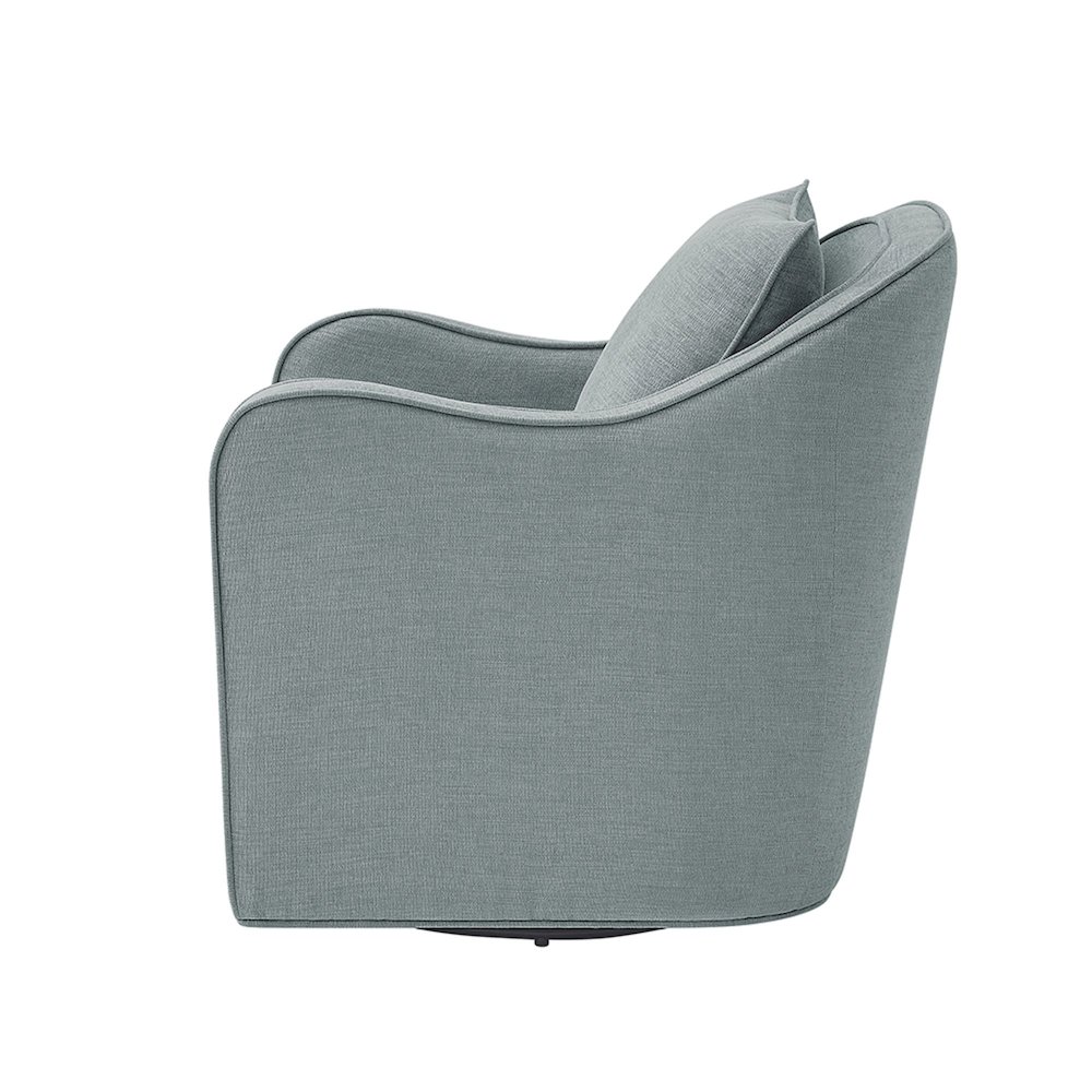 Brianne Upholstered Swivel Curved Armchair. Picture 2