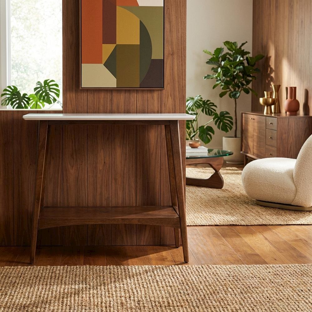 Wooden Console Table with Modern Design and Spacious Surface. Picture 3