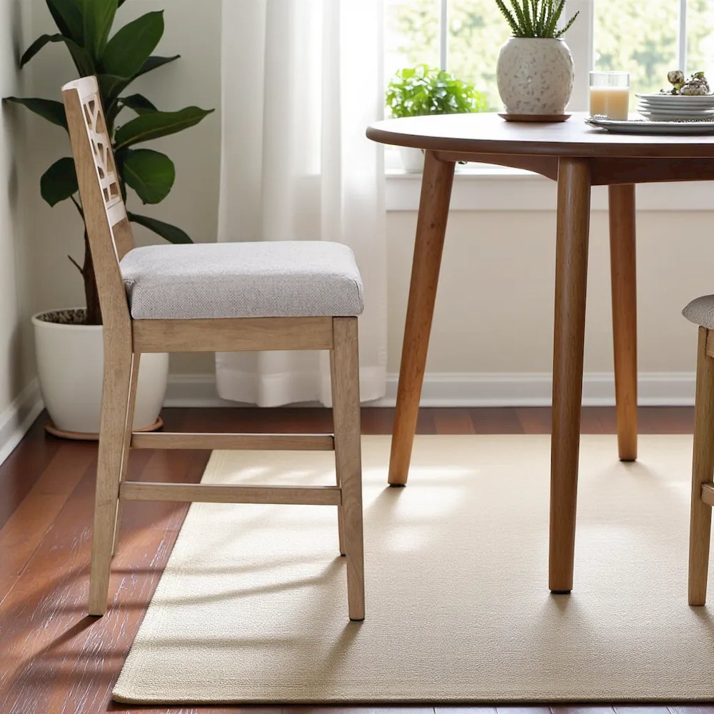 Gray Upholstered Counter Stool with Solid Wood Legs for Kitchen Islands. Picture 3