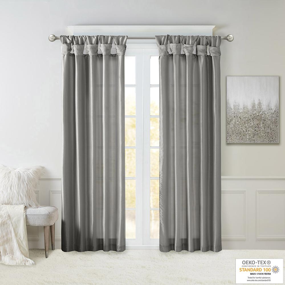 Twist Tab Lined Window Curtain Panel. Picture 1