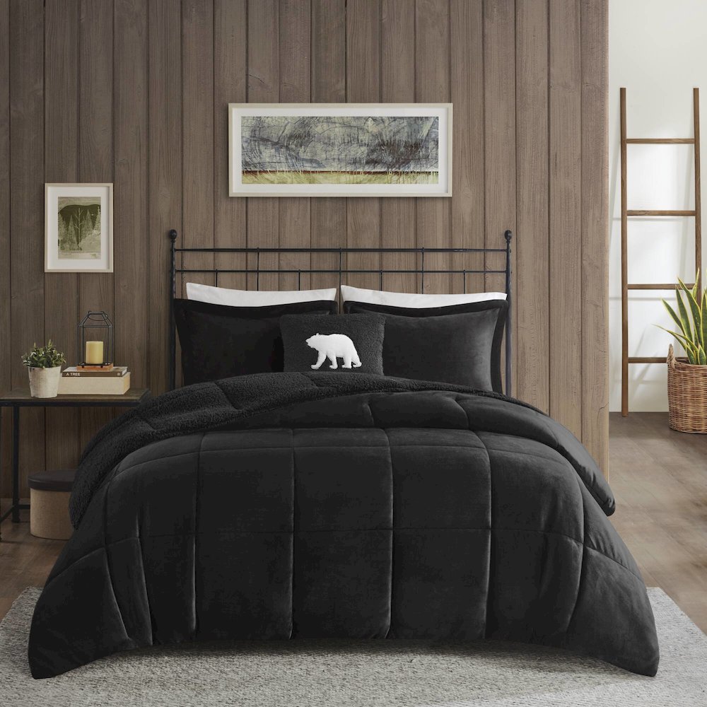 Plush to Sherpa Down Alternative Comforter Set. Picture 3