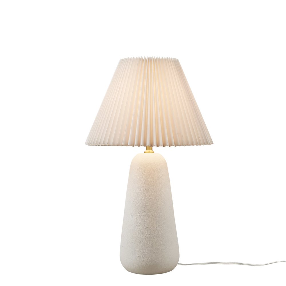 Textured Ceramic Table Lamp with Fluted Fabric Shade. Picture 1