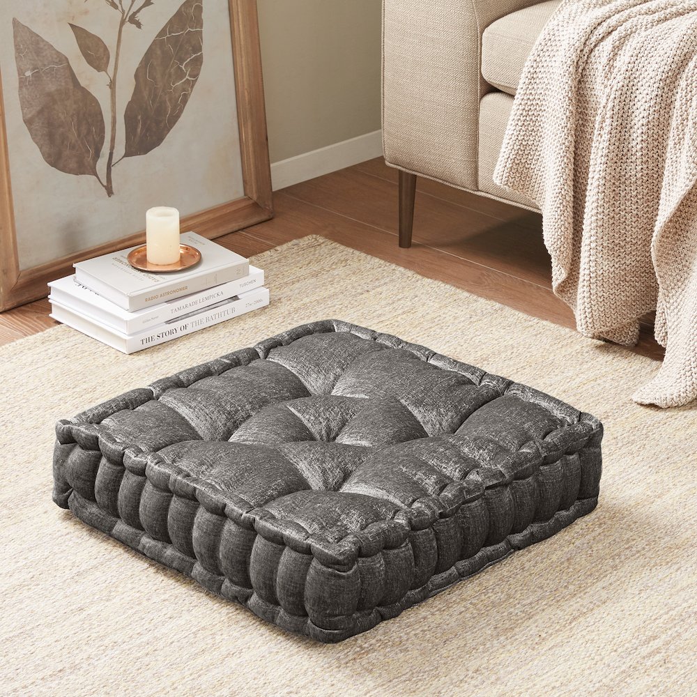 Azza Poly Chenille Square Floor Pillow Cushion Compress Pack. Picture 1