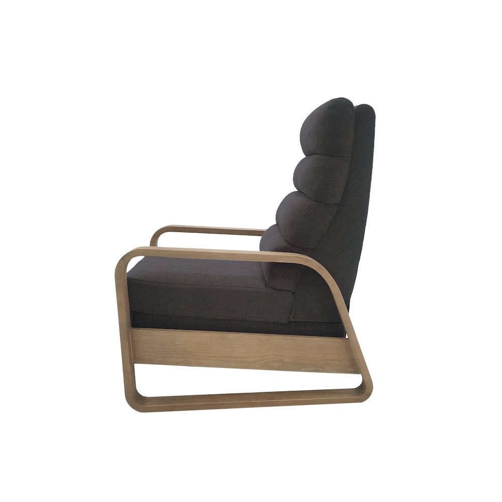 Jordan Wood framed push back Recliner, Grey color. Picture 3