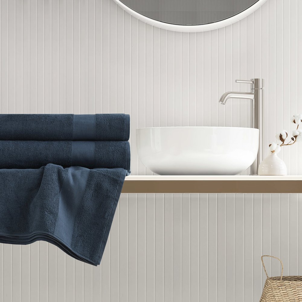 500GSM Plush 2pc XL Towel Set, Navy color. Picture 1