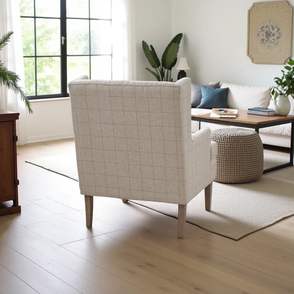 Beige Wingback Recliner Chair – Elegant Push Back Chair for Living Room. Picture 3