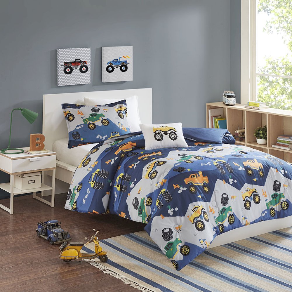 Nash Monster Truck Comforter Set, Blue color. Picture 4
