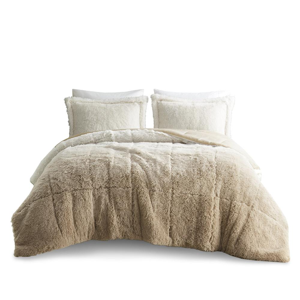 Ombre Shaggy Long Fur Comforter Mini Set. Picture 1