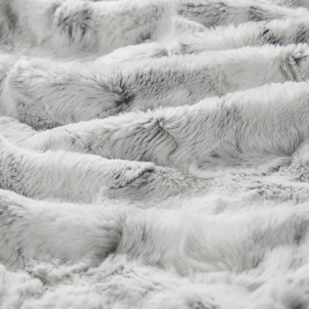 Sachi Oversized Faux Fur Throw, Grey color. Picture 5