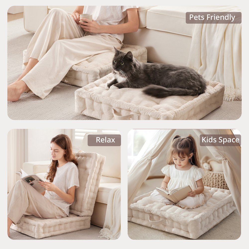 Poly Chenille Square Floor Pillow Cushion. Picture 4