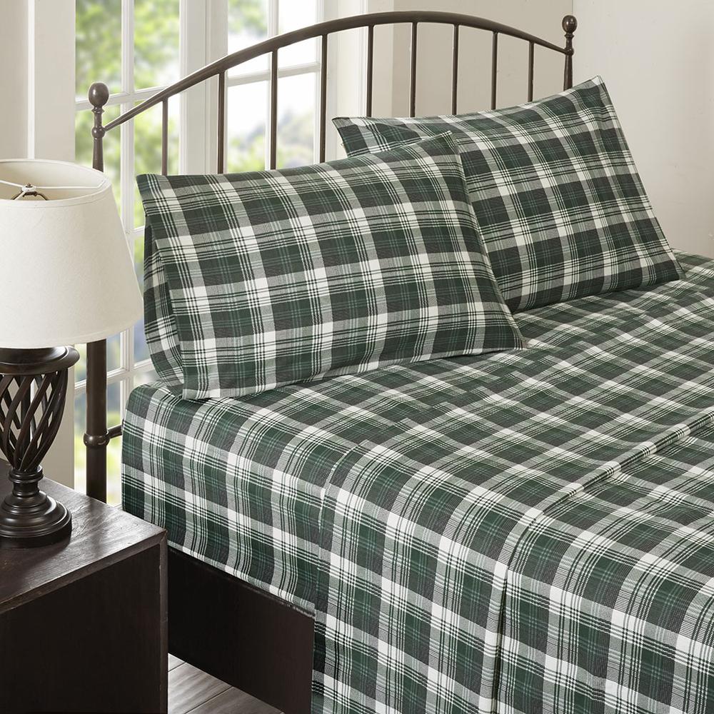 Flannel Sheet Set, Green Plaid color. Picture 4