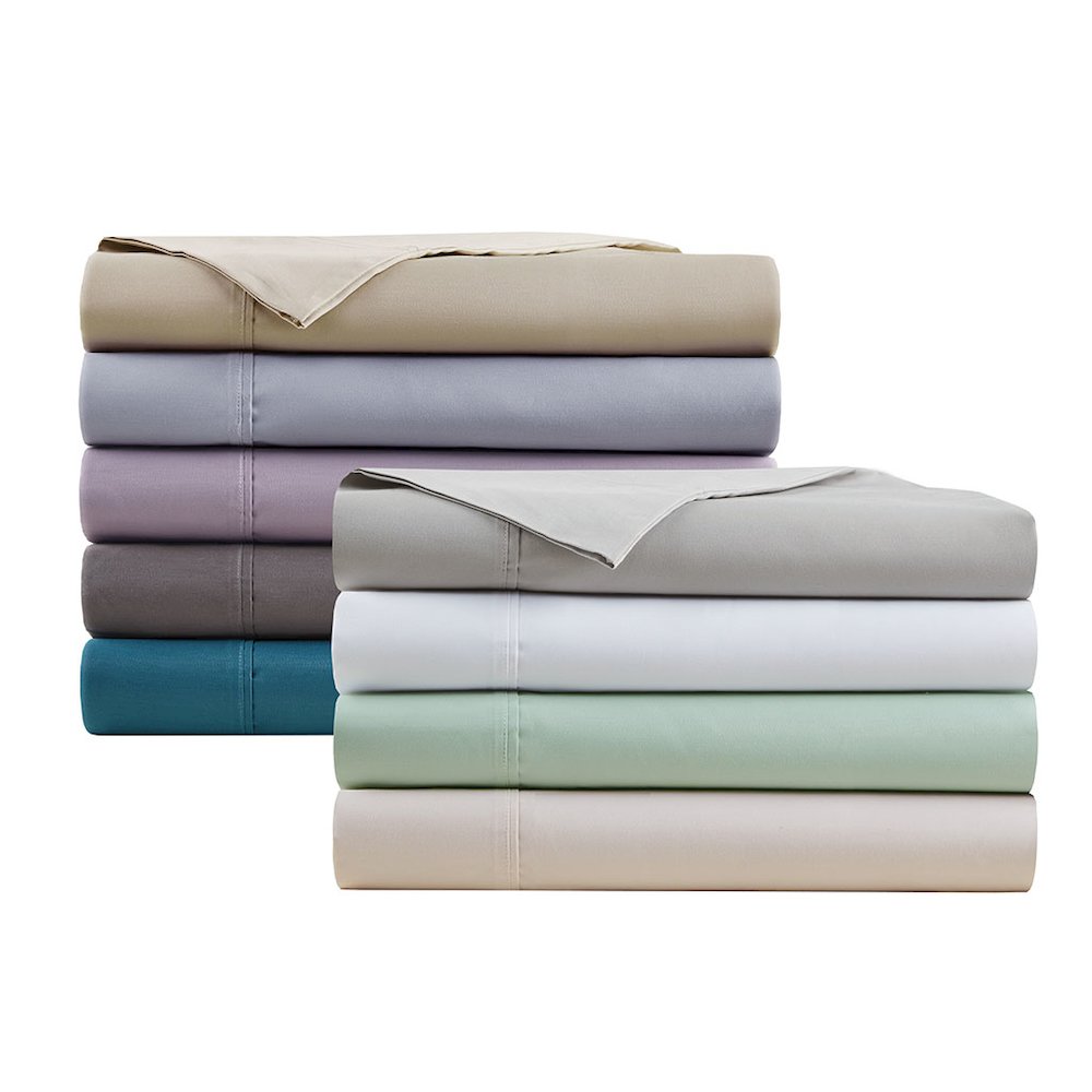 600 Thread Count Cooling Cotton Blend 4 PC Sheet Set, White color. Picture 1