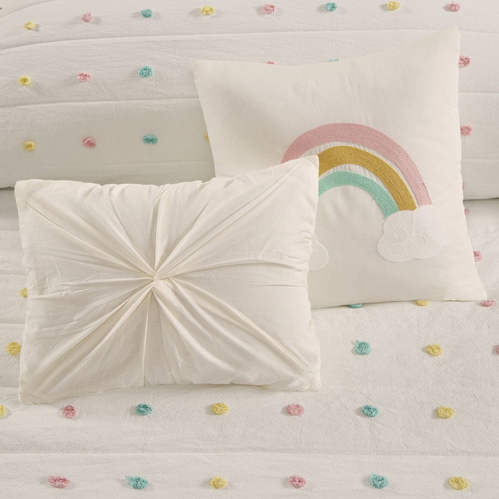 Pom Pom Cotton Jacquard Quilt Set with Throw Pillows. Picture 5