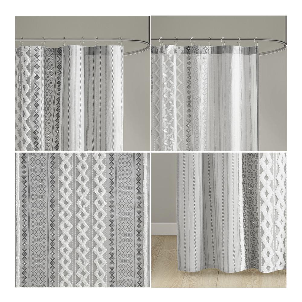 Cotton Printed Shower Curtain with Chenille. Picture 1