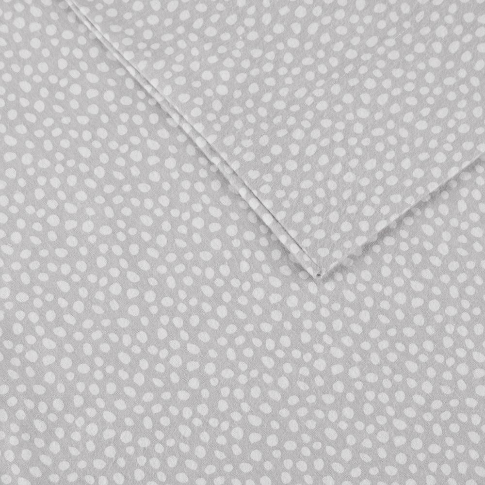 Cozy Flannel Printed Sheet Set, Grey Dots color. Picture 1