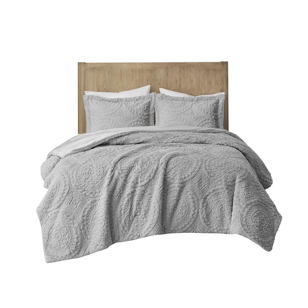 Embroidered Medallion Faux Fur Ultra Plush Comforter Mini Set. Picture 2