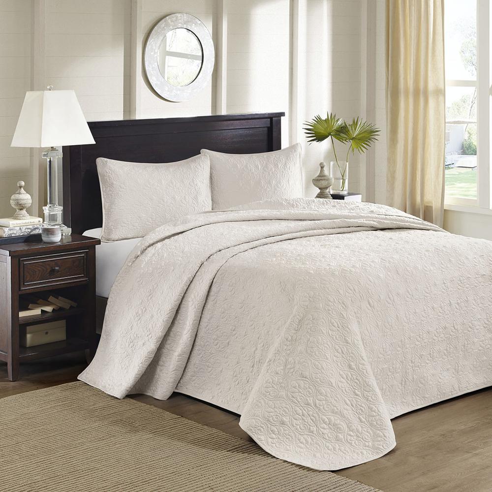 Quebec 3 Piece Reversible Bedspread Set, Cream color. Picture 3