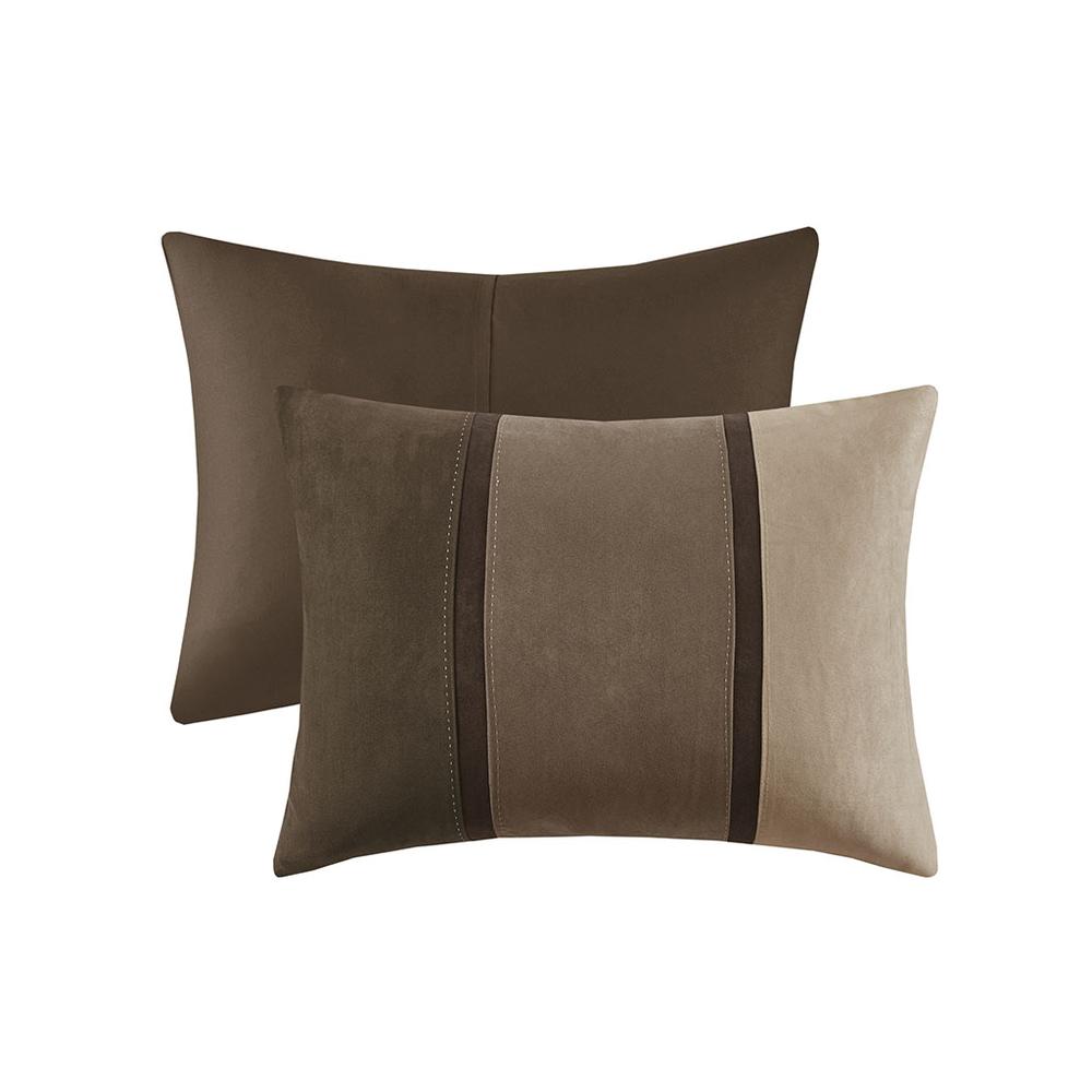 Palisades 7 Piece Faux Suede Comforter Set, Brown color. Picture 1