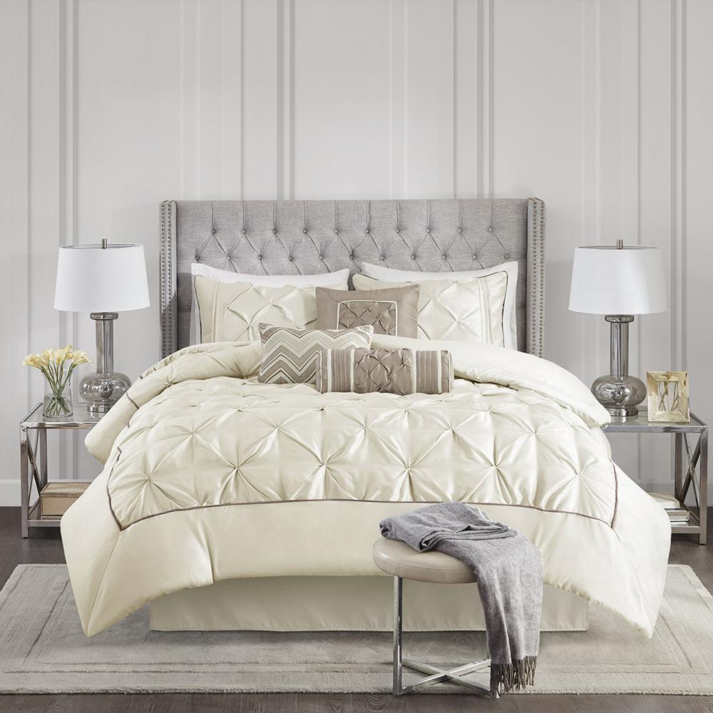 Laurel 7 Piece Tufted Comforter Set, Ivory color. Picture 3