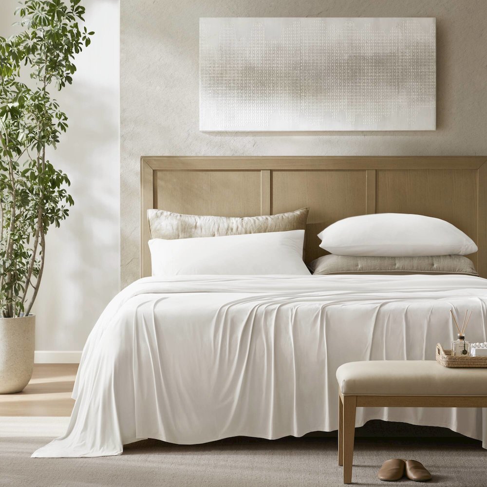 Stretch Jersey Sheet Set, White color. Picture 3