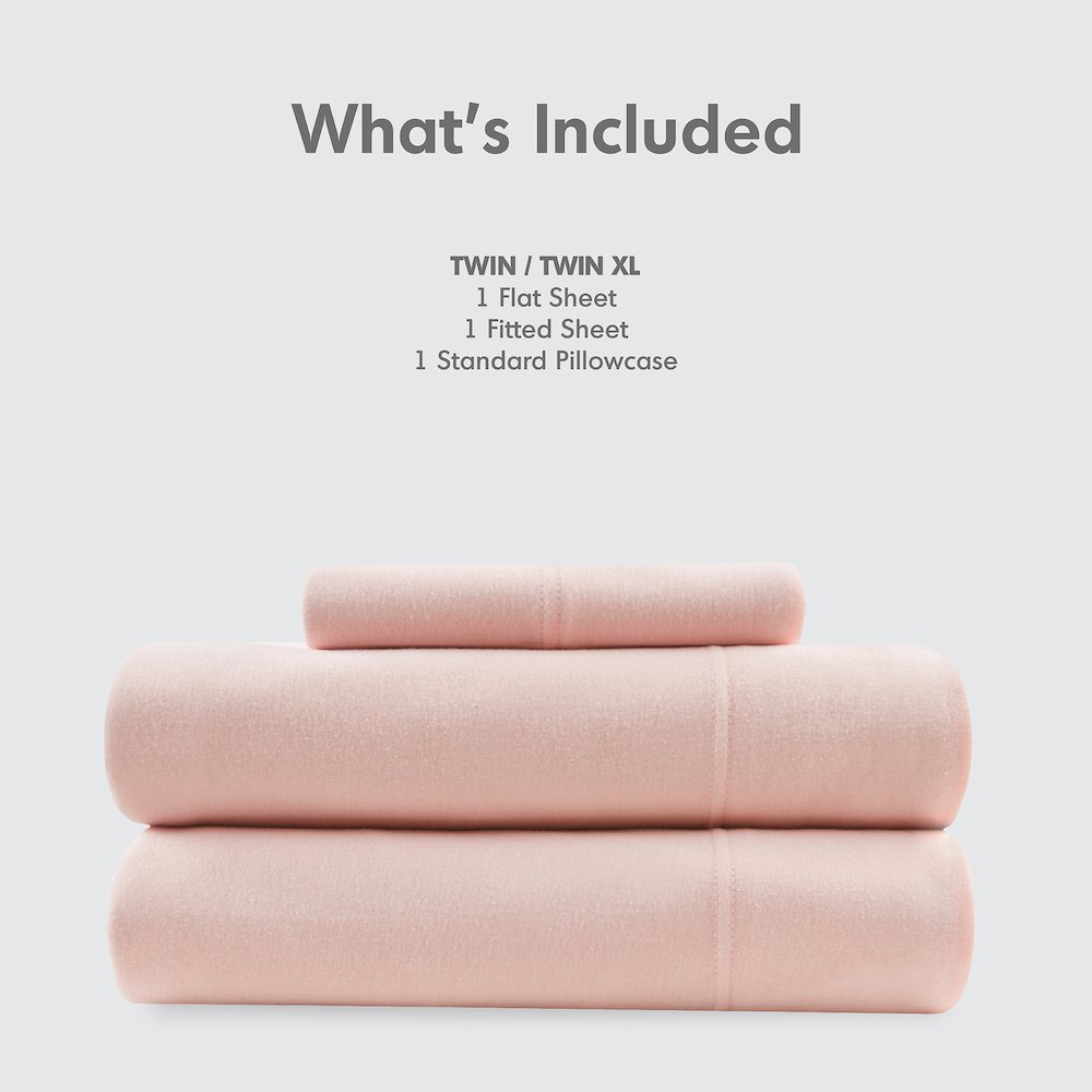 Cotton Blend Jersey Knit All Season Sheet Set, Blush color. Picture 2