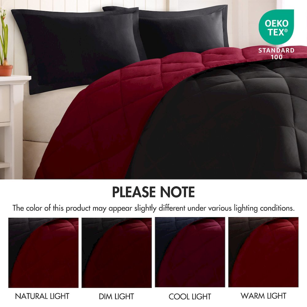 3M Scotchgard Diamond Quilting Reversible Down Alternative Comforter Set. Picture 3
