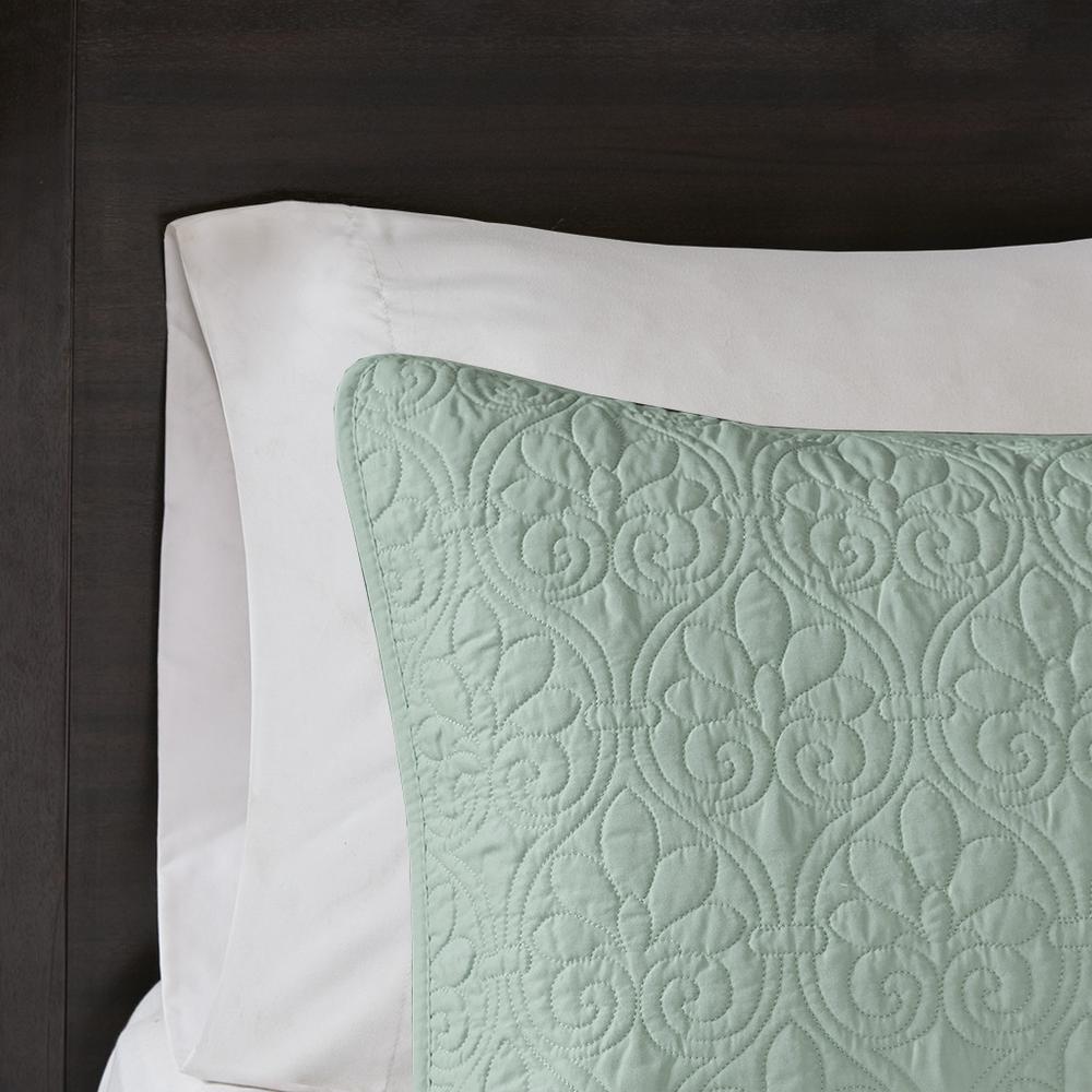 Quebec 3 Piece Reversible Quilt Set, Seafoam color. Picture 2