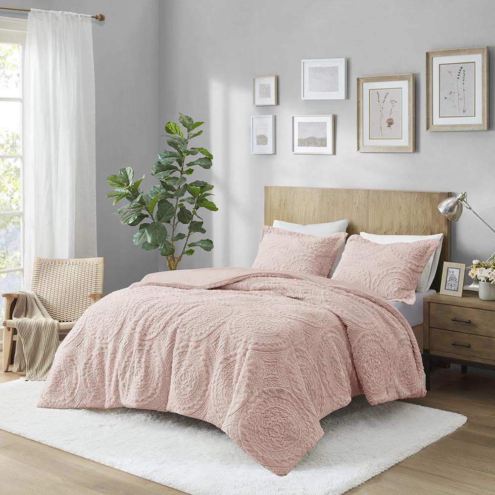 Embroidered Medallion Faux Fur Ultra Plush Comforter Mini Set. Picture 4