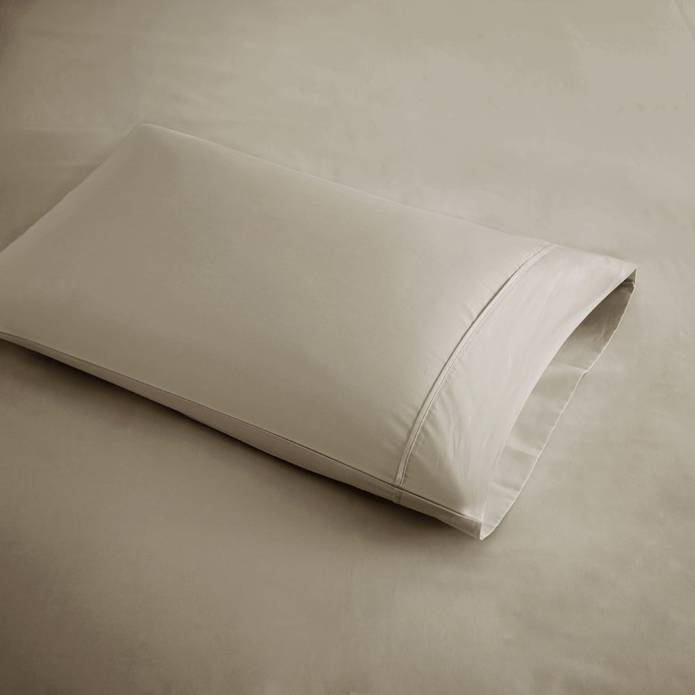 600 Thread Count Cooling Cotton Blend 4 PC Sheet Set, Khaki color. Picture 1
