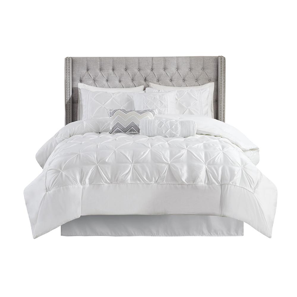 Laurel 7 Piece Tufted Comforter Set, White color. Picture 5