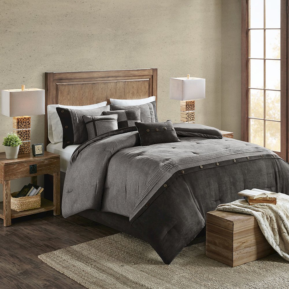 7 Piece Faux Suede Comforter Set. Picture 4
